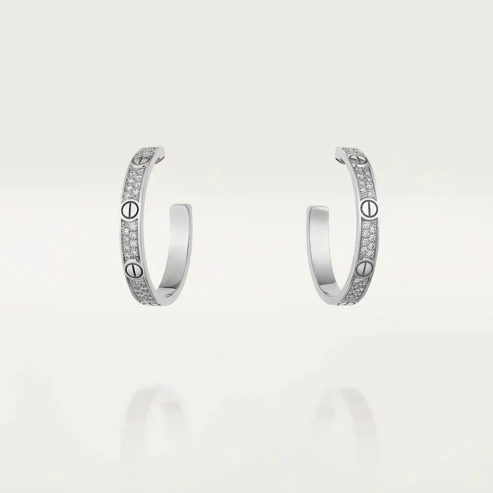 CCjewelry LOVE DIAMOND SILVER HOOP EARRINGS