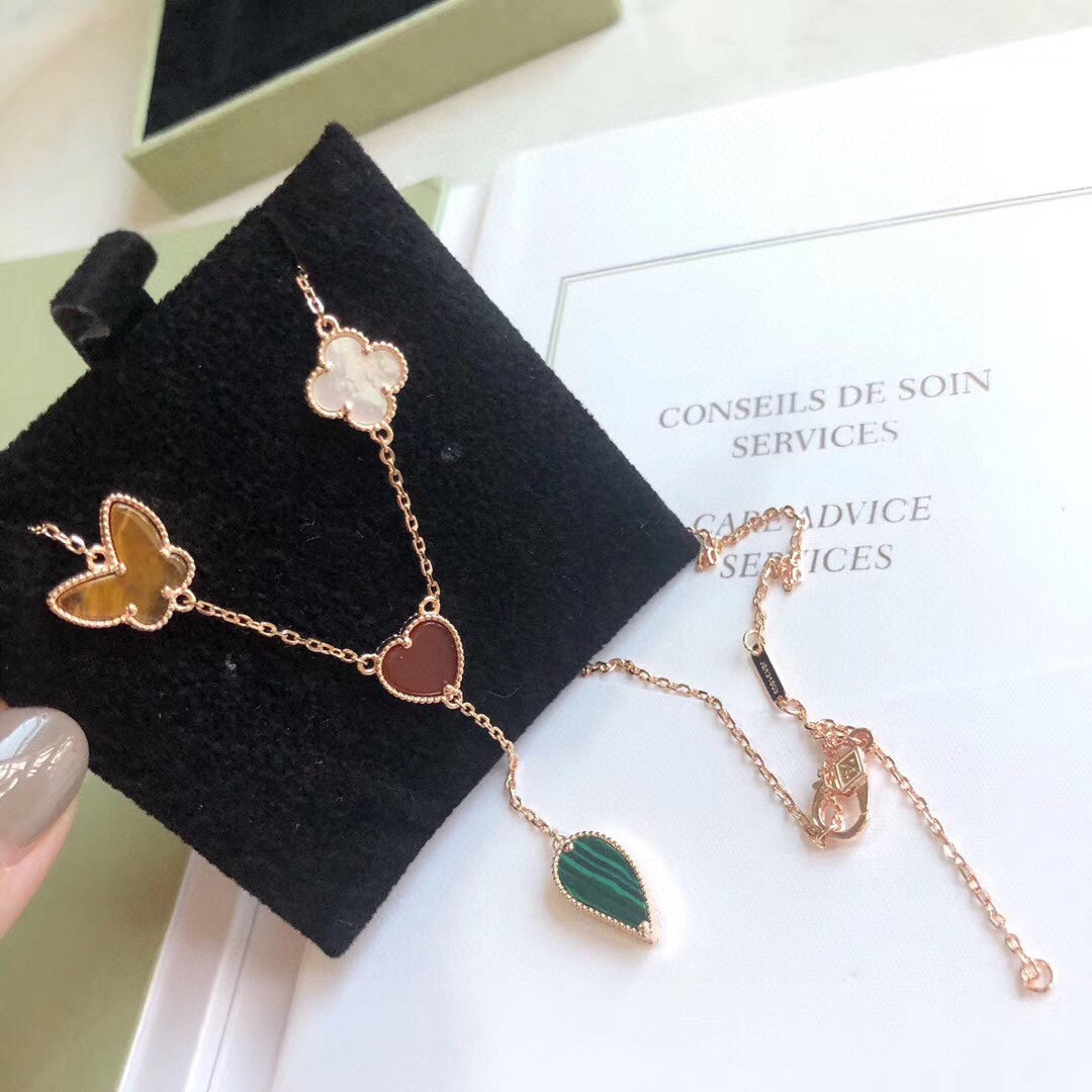 CCjewelry LUCKY SPRING 4 MOTIFS ROSE GOLD NECKLACE