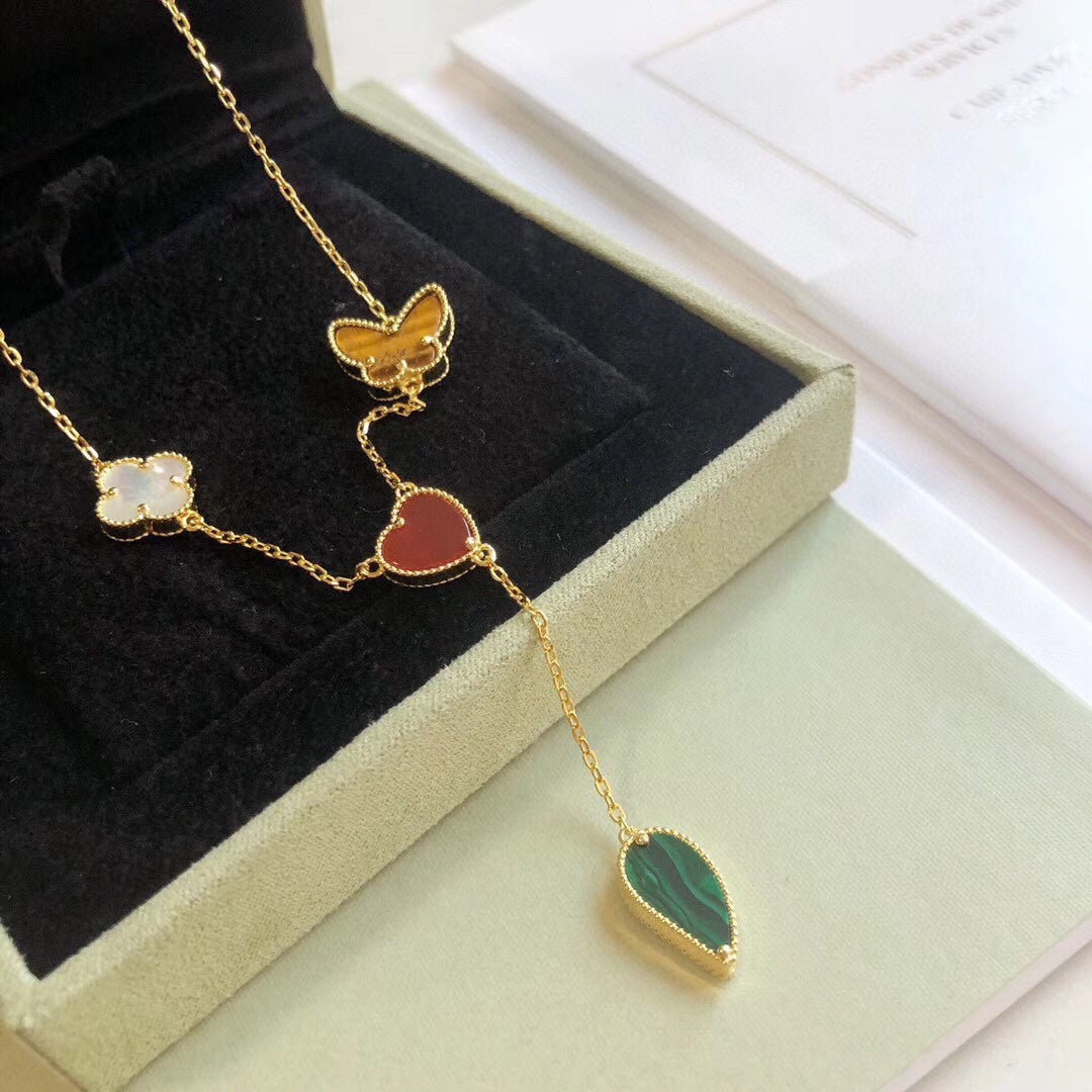 CCjewelry LUCKY SPRING 4 MOTIFS ROSE GOLD NECKLACE